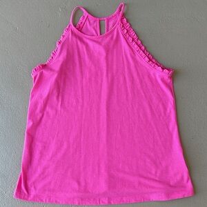 Lilly Pulitzer, pink razorback tank top with small ruffles size medium